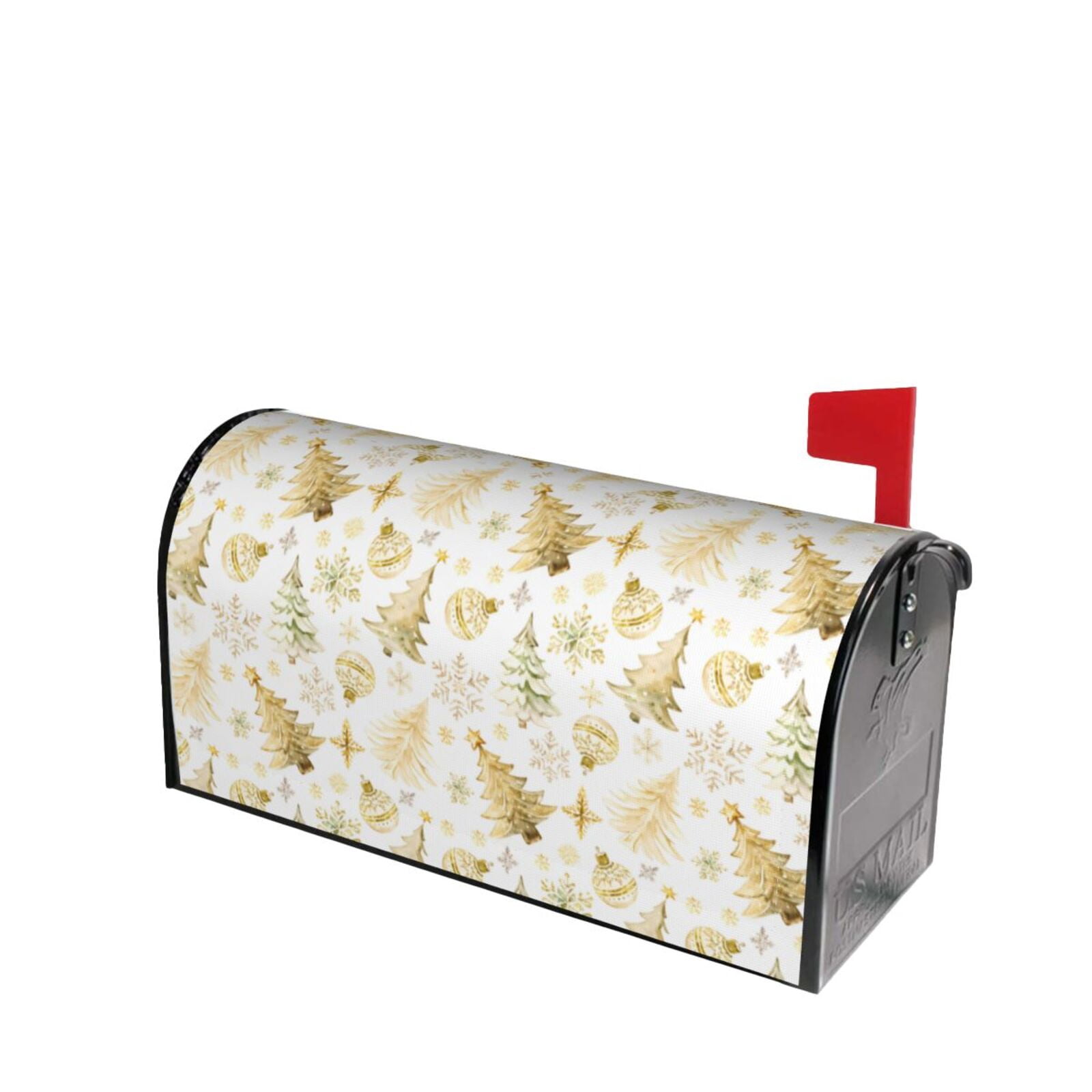 Picia Gold Christmas Tree Magnetic Mailbox Cover Standard Size-21x18 in