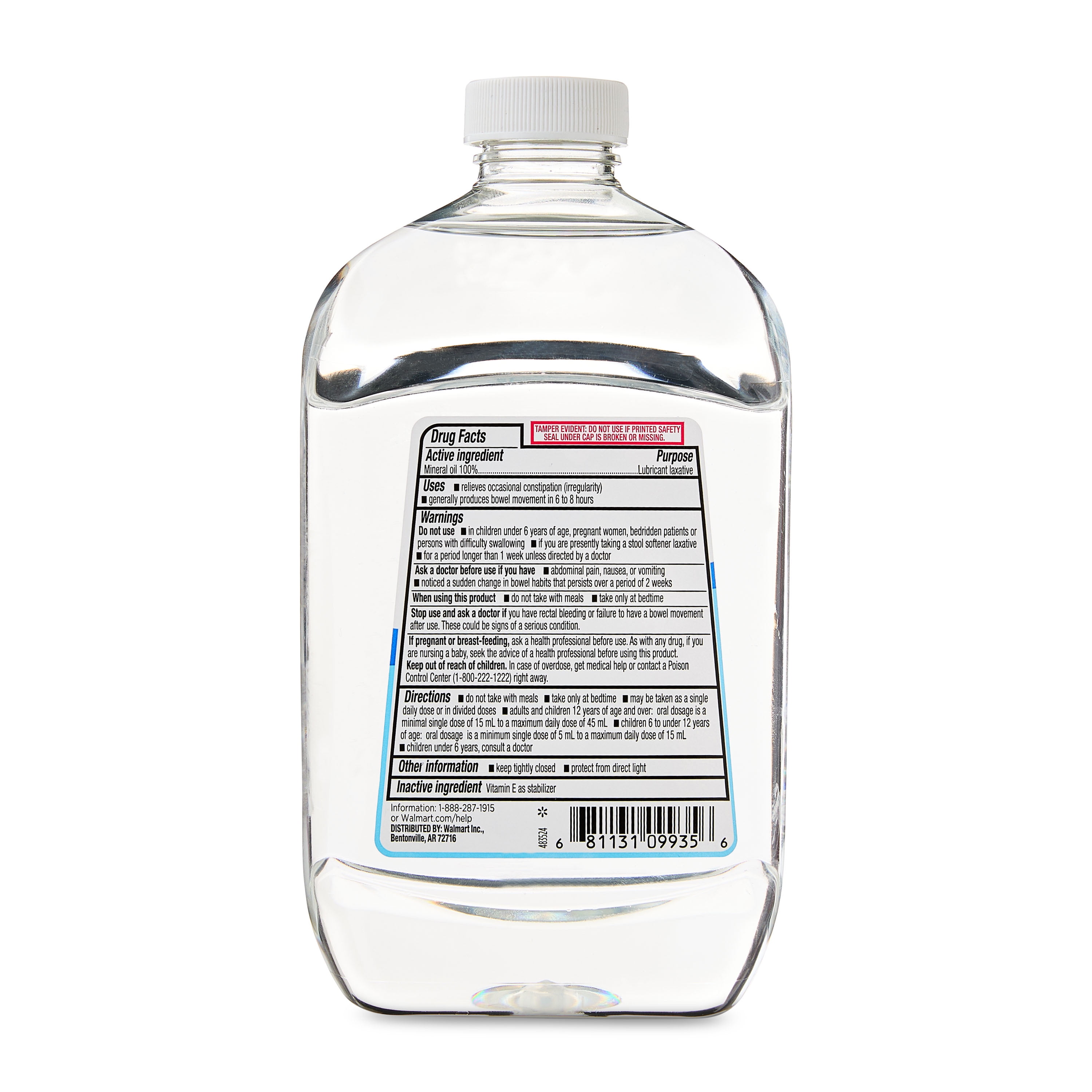 (4 pack) Equate Mineral Oil Lubricant Laxative Liquid for Constipation, 16 fl oz (474mL)