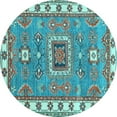 thumbnail image 1 of Ahgly Company Indoor Round Geometric Light Blue Traditional Area Rugs, 6' Round, 1 of 4