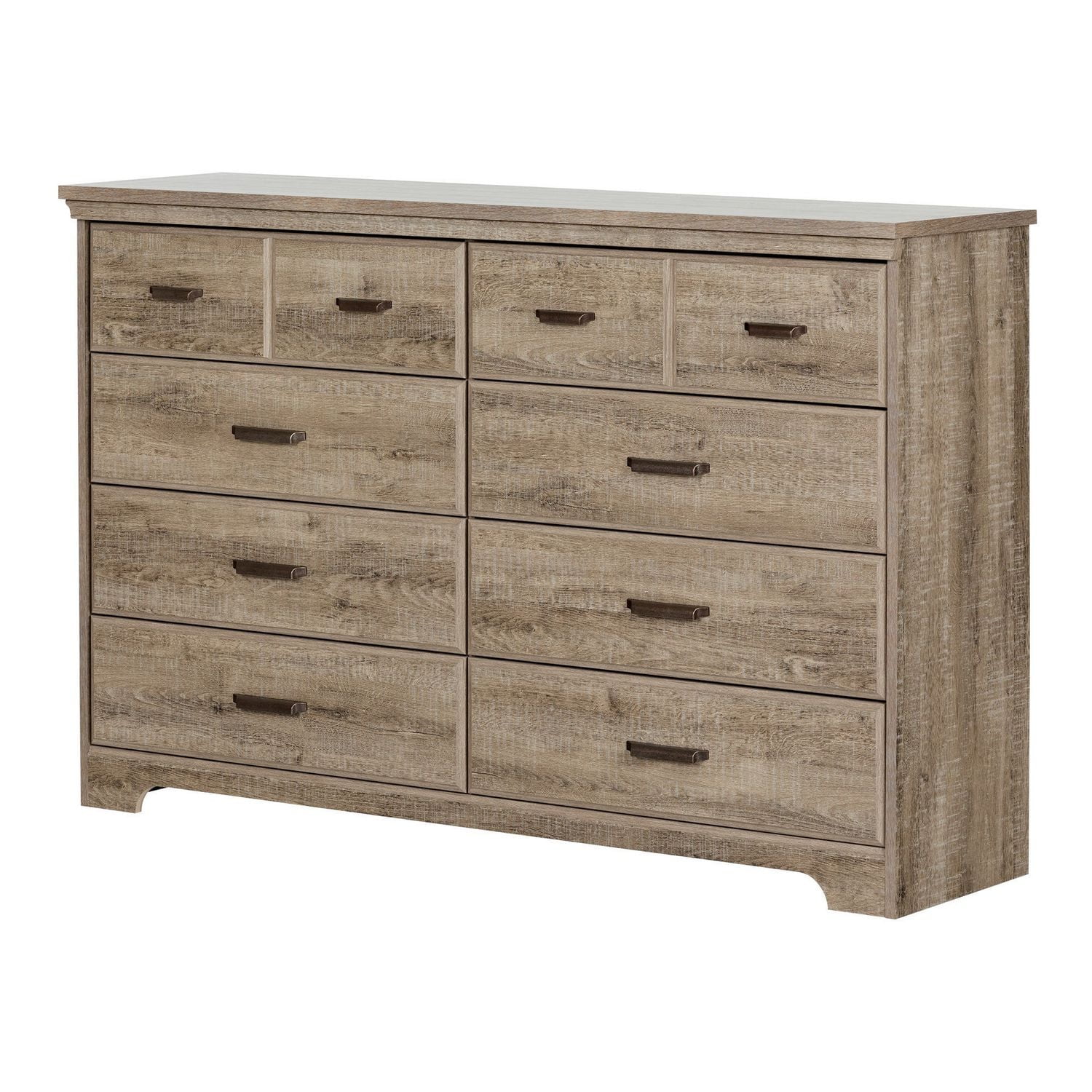 South Shore Versa 8-Drawer Dresser for Adult, in Weathered Oak