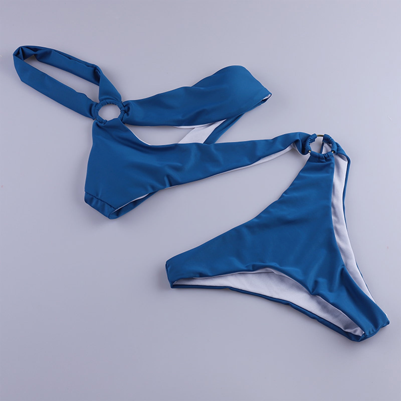 Herrnalise Women Sexy Brazilian Bikini Women's Fashion Casual Solid Color Backless Hollow Out Binding Bikinis Sets