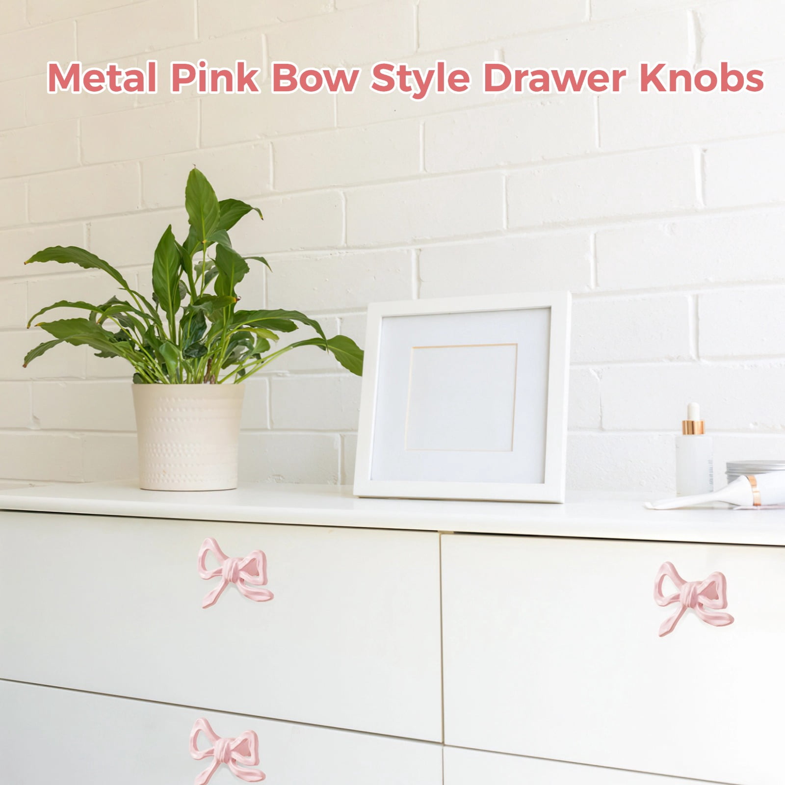 6 PCS Bow Dresser Knobs, Pink Drawer Knobs with Bow Design, Bow Drawer Pulls for Cabinets and Wardrobes, Elegant French Style, Easy Installation with Universal Screws