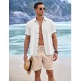 thumbnail image 4 of COOFANDY Mens Linen Shorts 9" Elastic Waist Drawstring Casual Shorts Lightweight Summer Beach Shorts, 4 of 6