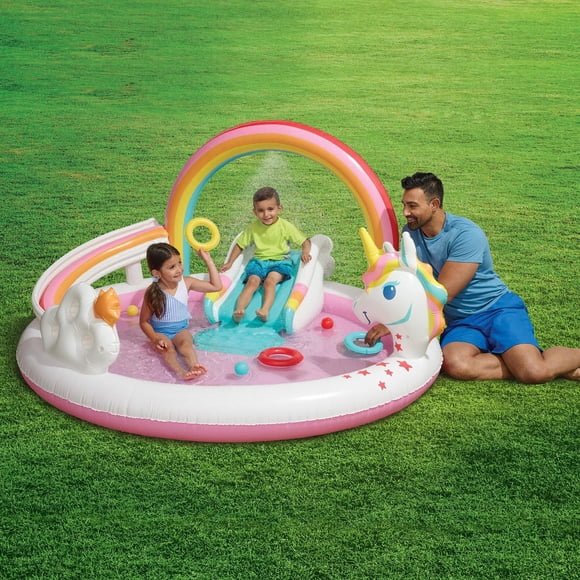 Bluescape Rainbow Unicorn Play Center, Outdoor Inflatable Pool Games & Toys, Age 2 & up, Unisex
