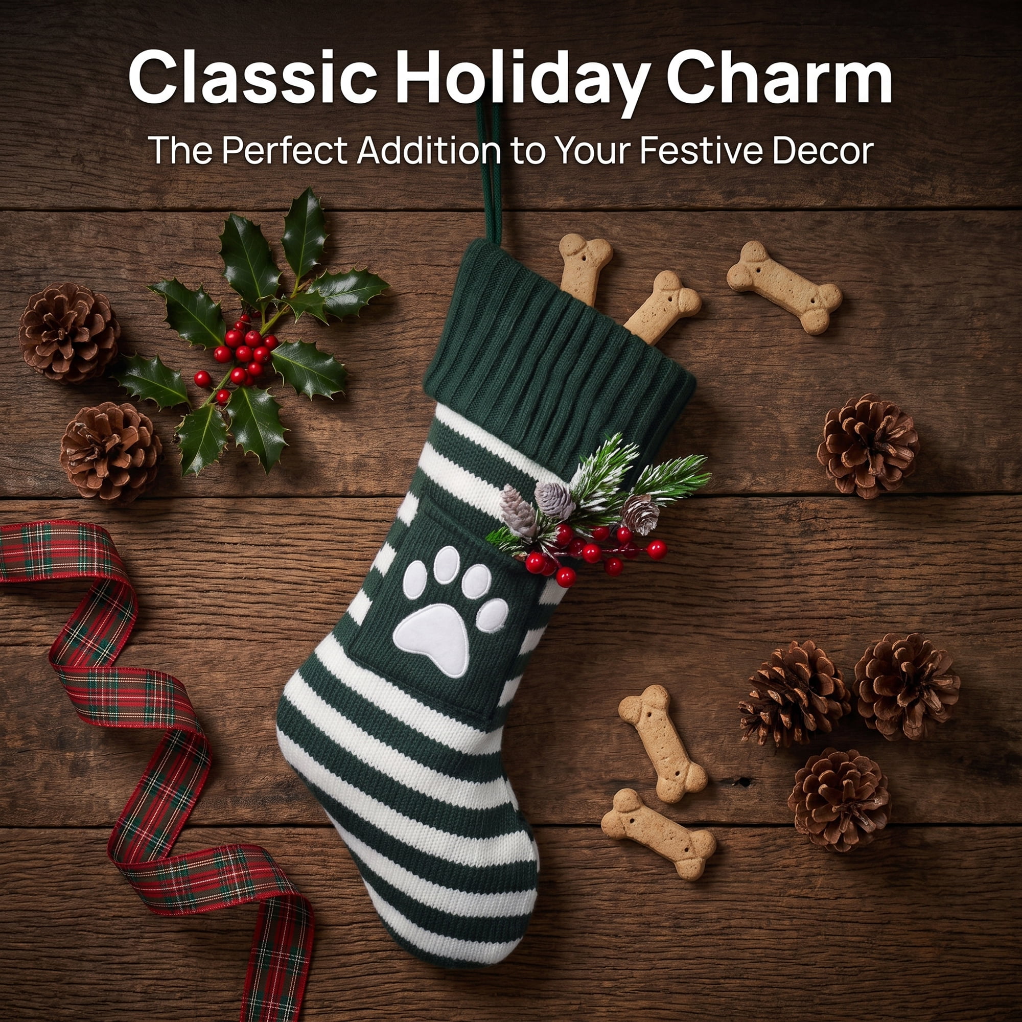 Unique Bargains Festive Christmas Stockings Luxury Cozy Lounge Accents Green 18"