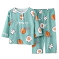 thumbnail image 2 of Conjuntos de blusas y camisas de cuello redondo y manga corta para niños de verano, ropa de casa estampada de manga corta para niños y niñas., 2 of 5