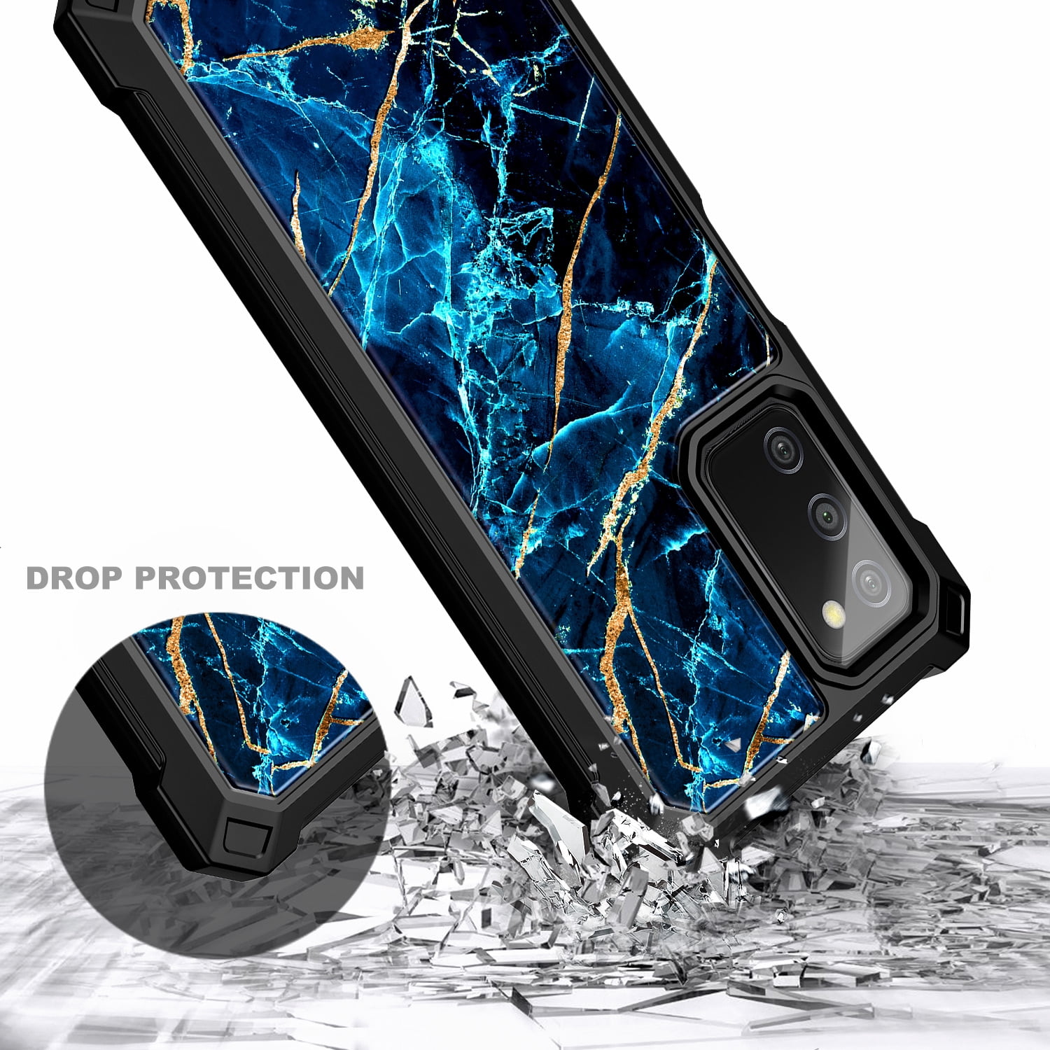 Nagebee Phone Case Compatible for Samsung Galaxy A03S with [Built-in Screen Protector], Full-Body Shockproof Protective Bumper Cover Impact Resist Durable Case (Sapphire)