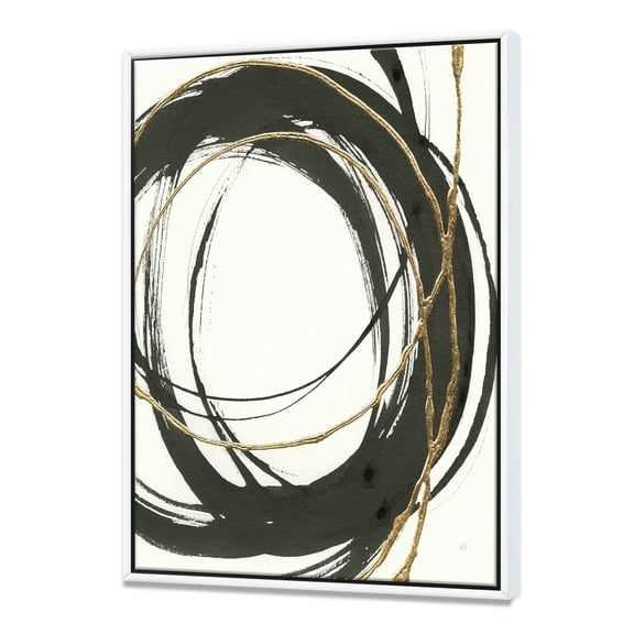 Designart ' Gold Glamour Circle III ' Posh & Luxe Framed Canvas