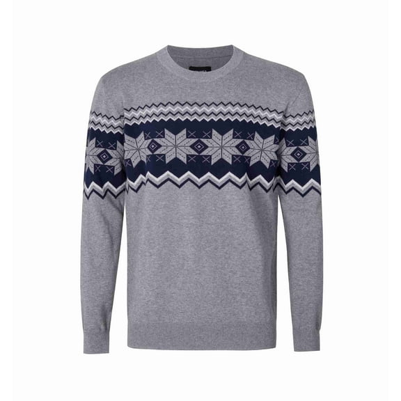 Krumba Mens Knit Cotton Sweater Round Neck Long Sleeve Pullover Gray 2XL