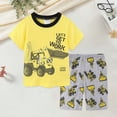 thumbnail image 2 of TOWED22 Toddler Baby Boy Clothes Dinosaur Truck Print Crewneck Short Sleeve Tee Elastic Waist Cargo Shorts 2pcs Summer Outfits(Yellow,6-7 Y), 2 of 9