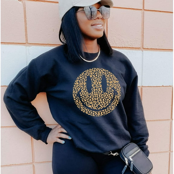 CHEETAH SMILEY FACE Graphic Unisex Fleece Pullover