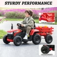 thumbnail image 2 of TOBBI 12V Electric Kids Ride on Tractor with Trailer LED Lights, USB, Bluetooth, Age 3-6 Child, Red, 2 of 7