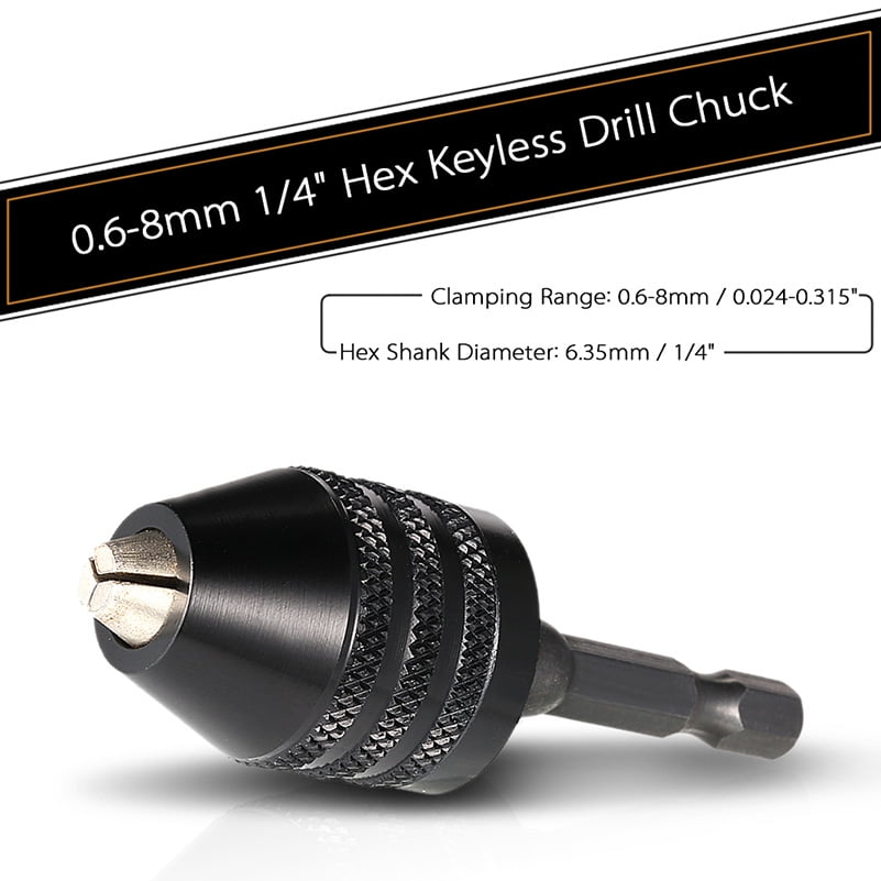 6 35mm Hex Shank Keyless Drill Chuck Quick Change Converter Bit Adapter 1pc Tool 