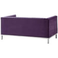 thumbnail image 5 of Posh Living Hayden Velvet Tuxedo Loveseat with Y-Metal Base in Purple/Chrome, 5 of 9