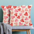 thumbnail image 2 of Housses de Coussin de la Saint-Valentin 18x18 Ensemble de 2, Cœurs Rouges et Roses Aquarelle Coussins en Lin Anniversaire Mariage Décorations de la Saint-Valentin pour Maison Canapé Extérieur, 2 of 5