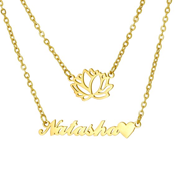Name Custom Necklace Personality Fashion name Customized Stainless steel Necklace Women DIY flower double-layer Fashion jewelry girlfriend Gift