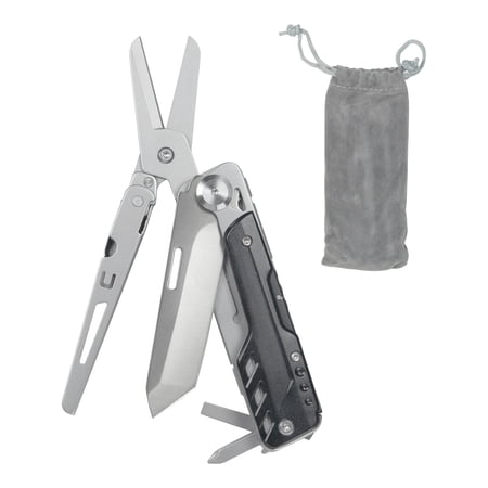 HFS(R) Multi-Tool for Camping Stainless Steel Multi-Functional Scissors Foldable with Drawstring Bag Pocket Multitools for Outdoor Activities and DIY