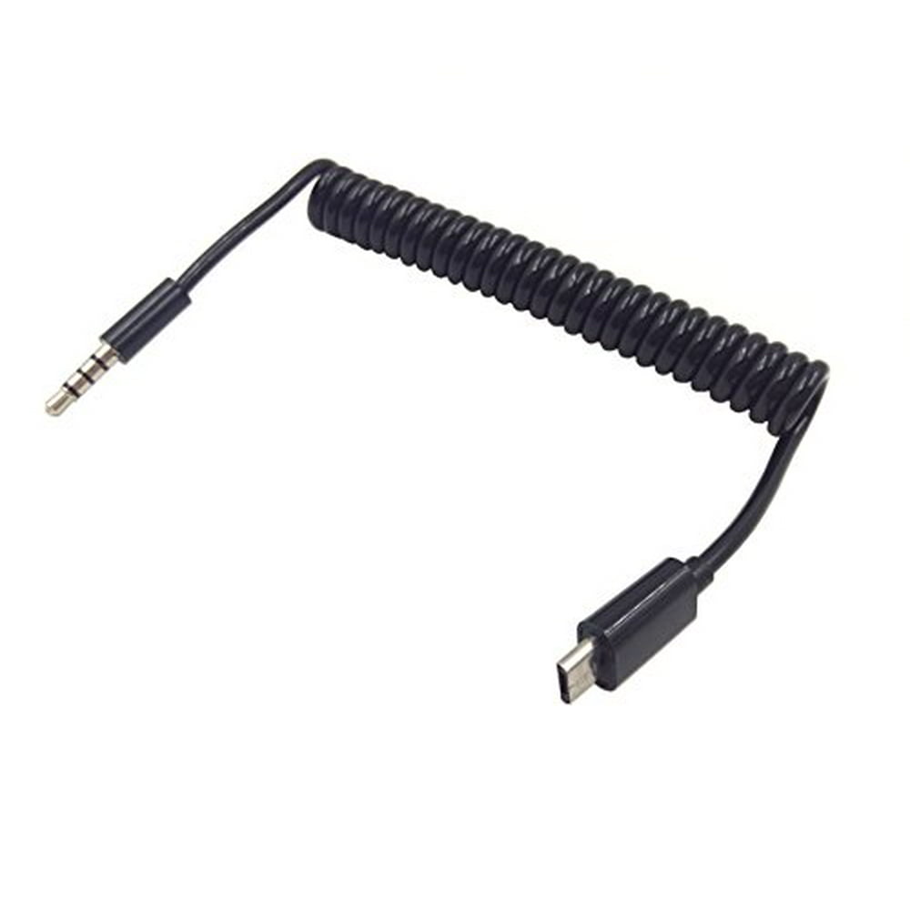 Wpeng Micro USB Male to 3.5mm 4 Pole Male Car AUX Audio Coiled Spiral