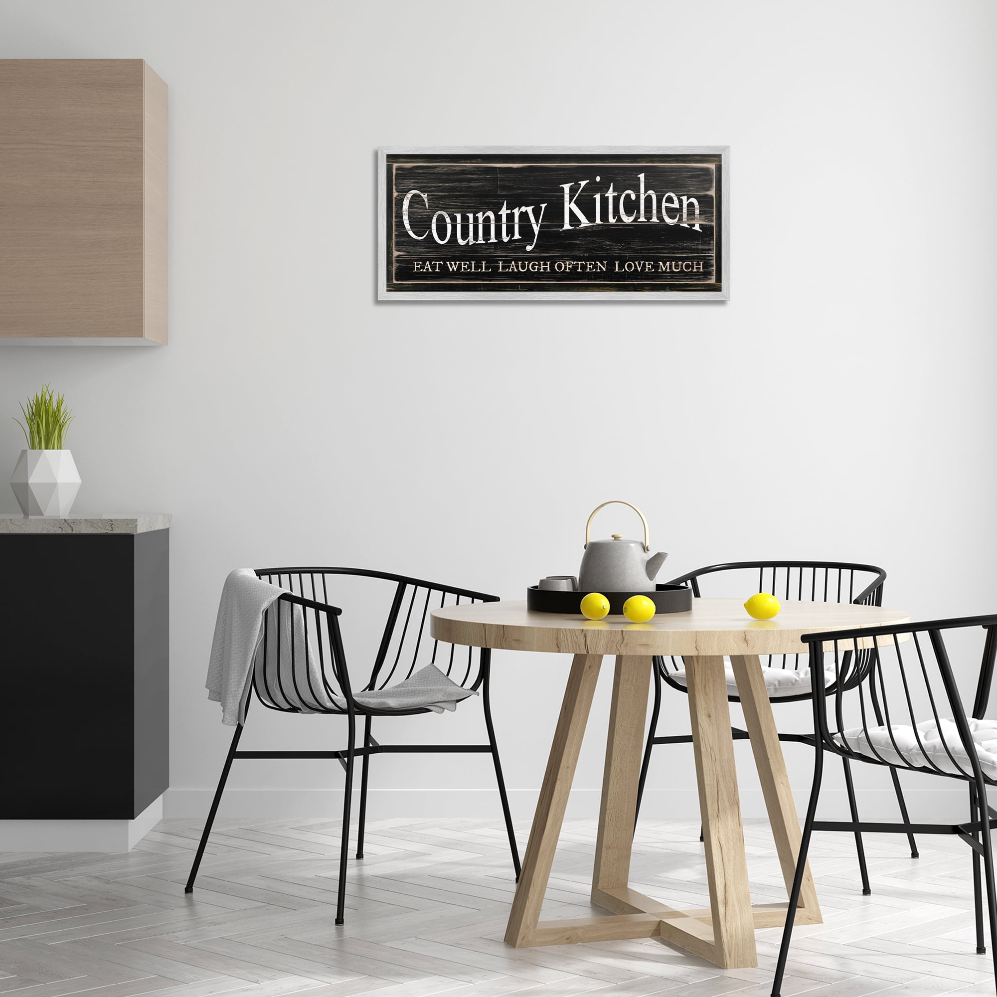 Stupell Industries Rustic Country Kitchen Typography Painting Gray Framed Art Print Wall Art, 30 x 13