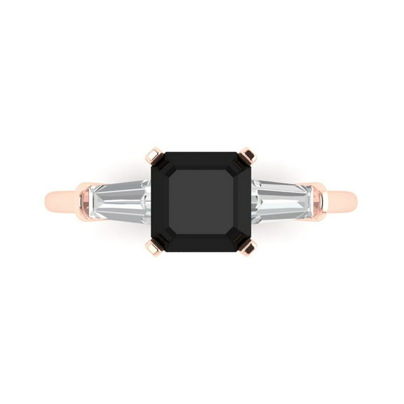 Three-Stone Engagement Ring for Women - 1.62ct Natural Onyx in 14K Rose Gold Promise Ring