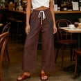 thumbnail image 5 of Tqcoqu Womens Drawstring Casual Pants,Elastic Waist Wide Leg Pants with Large Pockets,A-Brown Women's S-XXL, 5 of 8