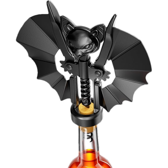 Bat Wine Opener, 2-in-1 Corkscrew Bottle Tool, Gothic Kitchen Bar Accessory