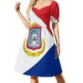 thumbnail image 4 of Vestido de manga corta con estampado de perro esquimal americano, elegante vestido de novia para invitadas., 4 of 8