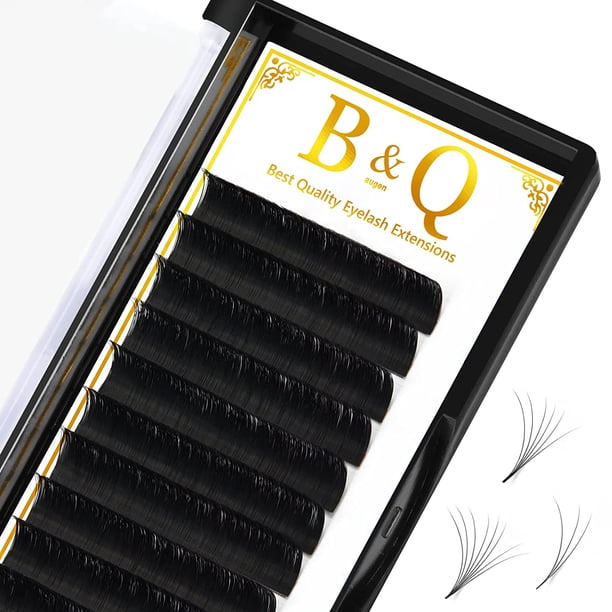 B&Qaugen Easy Fan Volume Lashes C-0.03-11 B&Qaugen Easy Fan Lashes 0.03 Extensiones de pestañas C Curl Mega Lash Extension Negro mate B&Q Easy Volume Fan Lashes 9 a 25 mm (C-0.03,11 mm)