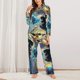 thumbnail image 2 of Balery Colorful Stained Glass Deer Conjunto de Pijama con Estampado para Mujer, Conjunto de Dos Piezas con Manga Larga, Ropa de Dormir Suave con Bolsillos, Pijamas Cómodos-Large, 2 of 7