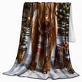 thumbnail image 2 of Festive Highland Cow Winter Christmas Scene, Festive Holiday Scene, Warm Flannel Blanket for Ranch House and Living Room, Art Lovers Christmas Gift, Festive Home Decor, 2 of 9