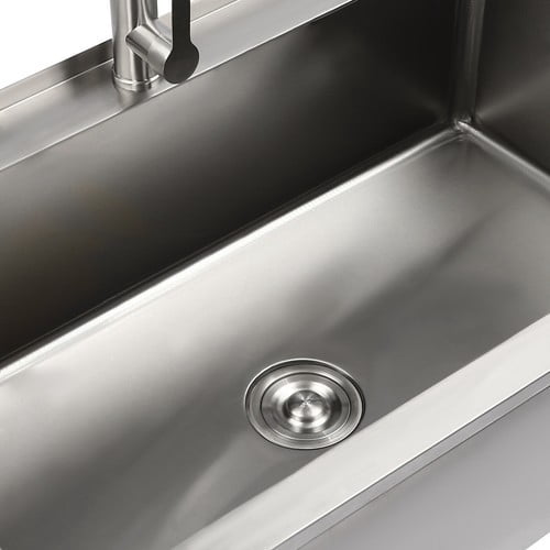 Utility Sink, 35.8" L x 23.2" W x 34.3" D Free Standing Single Bowl Kitchen Sink with Cold and Hot Water Faucet, Commercial Stainless Steel Laundry Tub for Kitchens, Bathrooms, Garage, Laundry Room