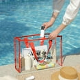 thumbnail image 4 of BAOPAI Red Large Capacity Transparent Beach Bag Thickened PVC Reinforced Nylon Handles Double Stitched Portable Storage for Swimming Travel, 4 of 7
