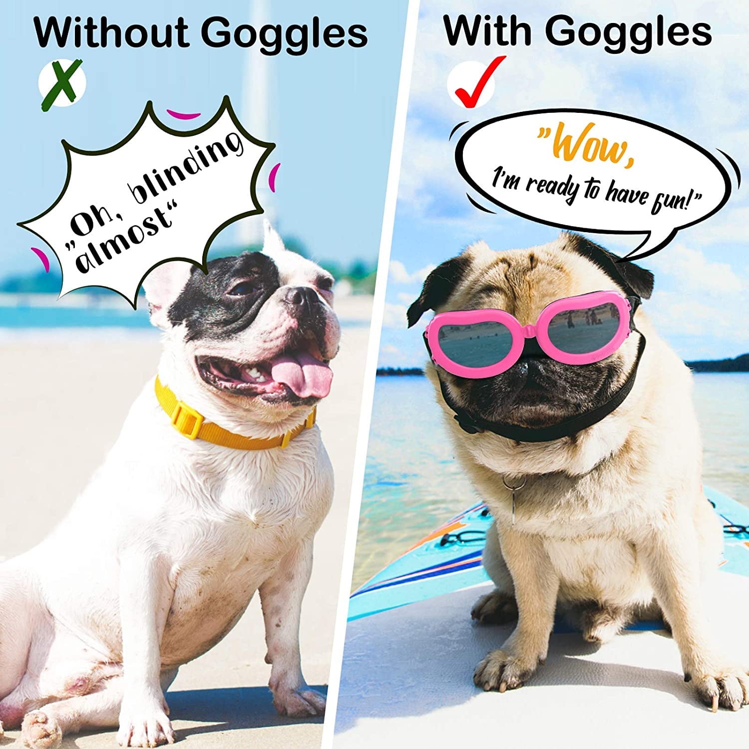 Dog Sunglasses Small Dog Goggles with Adjustable Band Waterproof Windproof Snowproof Cool Glasses for Puppy and Cat Walmart