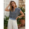thumbnail image 4 of LMLYSoH Womens Knit Sweater Vest Sleeveless Round Neck Button Up Striped Tops for Casual Streetwear, 4 of 8