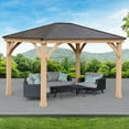 thumbnail image 3 of Yardistry 10 ft. × 12 ft. Meridian Cedar Gazebo with Aluminum Roof, 3 of 12