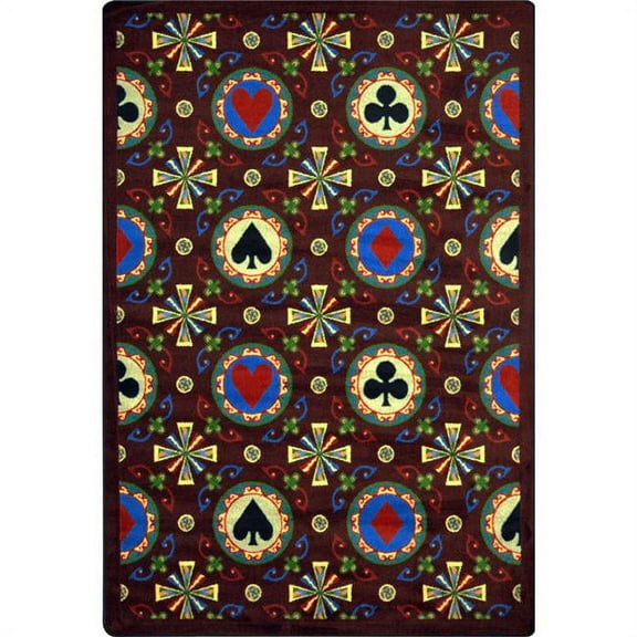 Stacked Deck 5'4" x 7'8" Area Rug In Color Burgundy