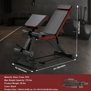BAOKALER 7 Levels Adjustable Weight Bench with Extended Headrest & Leg Extension, Foldable Dumbbell Workout Bench, Supports Up to 770 lbs, Incline & Decline Positions for Full Body Strength Training