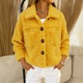 thumbnail image 2 of LWavelet Fuzzy Button Front Teddy Jacket Women Soft Fall Daily Trendy Cozy Casual Outerwear Yellow M, 2 of 5