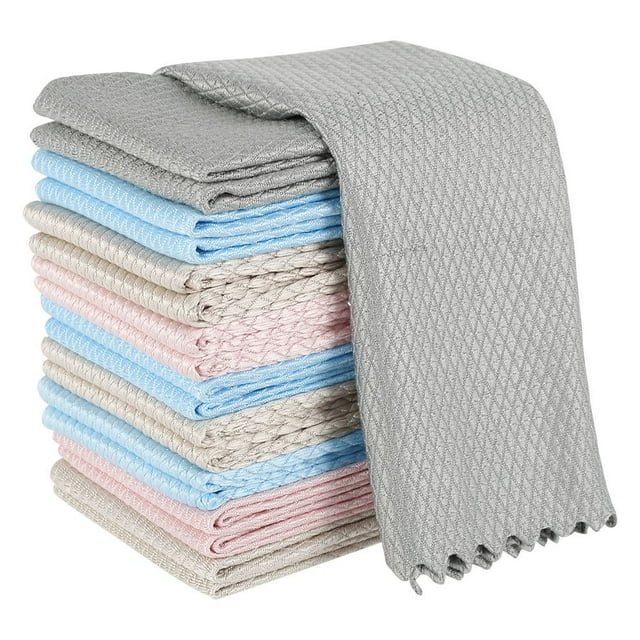 10 Pcs Chiffons en Microfibre Multifonctionnels Sans Traces Chiffon de Nettoyage Sans Peluches Chiffon Écailles de Poisson Réutilisable pour Ménage Polissage de Vitres de Voiture Miroir Haute Absorption 40x30cm(Gr
