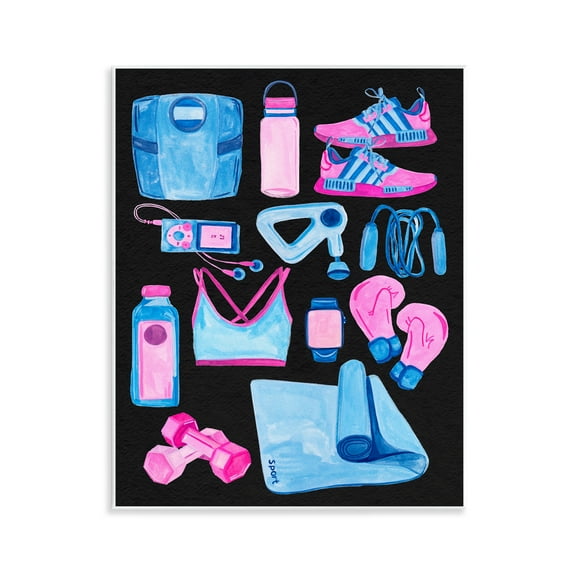 Stupell Industries Bold Exercise Equipment Sports Painting Unframed Art Print Wall Art, 11 x 14