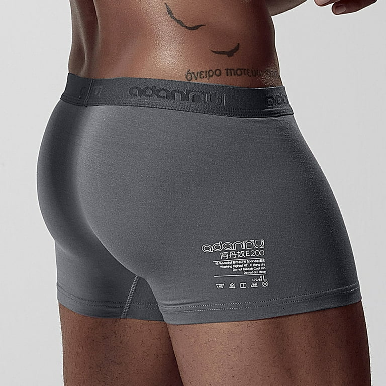 Mens Underwear Men'S Comfortable Slim Boxer Briefs Panties Solid Color Mid  Waist