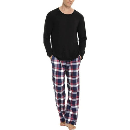 

FZM Mens Four Seasons Fashion Leisure Soft Home Solid Color Shirt Pants Pajama Set Home Service Two Piece Set