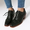 thumbnail image 3 of Mostsola Square Toe Oxford Shoes for Women Heel Lace up Wingtip Vintage Dress Pumps Shoes Black 5.5, 3 of 7