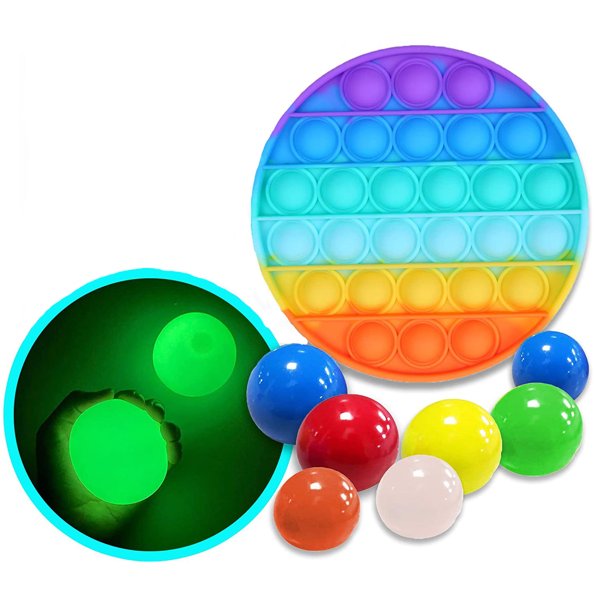 Stress Autism Reusable Set of 3 Glow in the Dark Balloon Ball Sensory Toys 