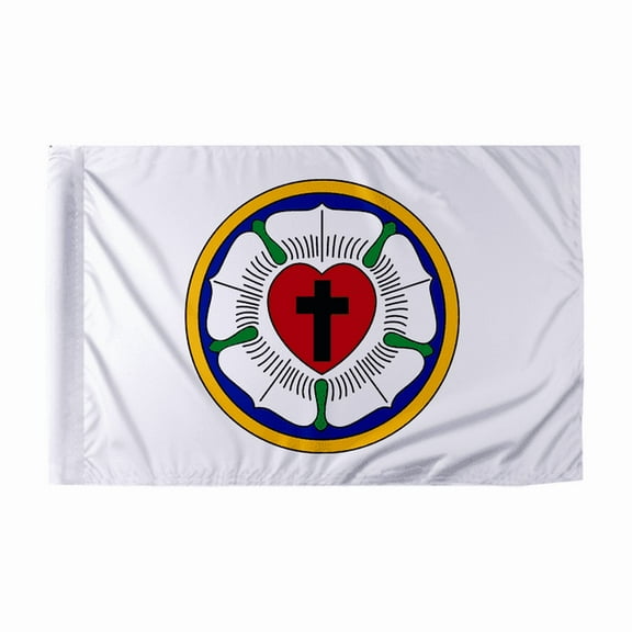 Promo Patriot's 6"x9" Inch Lutheran Rose Motorcycle Flag - Double Sided Wrap Knitted Polyester