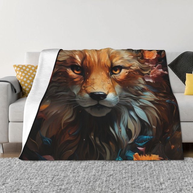 Balery Floral Fox Manta de Franela con Dibujo, Lujo Ultra Suave y Cálido, Antipelusa y Resistente a las Arrugas para Cama, Sofá, Camping -50"x40"