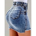 thumbnail image 3 of Women's Denim Skirt Elastic Casual High Waisted Lifted Hip Denim Short Skirt A-Line Mini Pencil Skirt, 3 of 7