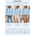 thumbnail image 6 of DOKOTOO Women Blouse Tops V Neck 3/4 Sleeve Lightweight Shirts Lace Blouses Casual Fit Light Blue S US4-6, 6 of 10