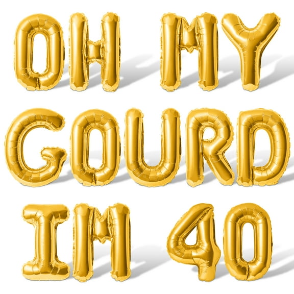 Letter Balloons - OH MY GOURD IM 40 16" Inch Alphabet Letters Foil Mylar Balloon 40th Birthday Party Banner (Gold)