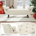 thumbnail image 6 of Storage Bench for Bedroom, 65" End of Bed Bench King Size, Comfy Velvet Tufted Upholstered Window Bench Indoor, Foot of Bed Storage Ottoman Long Seating with Arm for Living Room Entryway, Begie, 6 of 15